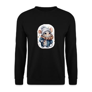 Süße Wintermaus - Unisex Pullover - Schwarz - Vorne - Alina (178cm) & Michal (187cm)