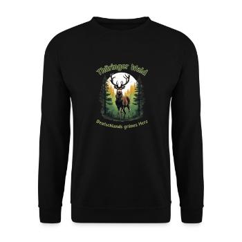 Cerf au cœur vert de Thuringe-Allemagne - Sweat-shirt Unisexe - noir - Devant - Alina (178cm) & Michal (187cm)