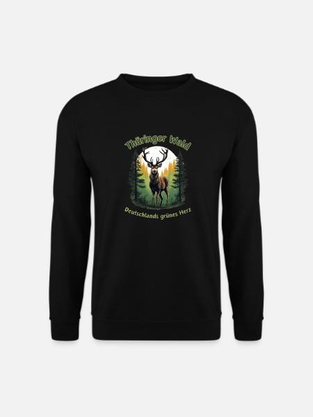 Thuringia-Germany's Green Heart Deer - Unisex Sweatshirt - black