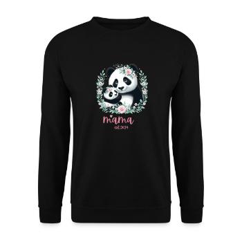 Mama est 2024 I Panda Bear Mum I First Time Mom - Unisex Pullover - Schwarz - Vorne - Alina (178cm) & Michal (187cm)