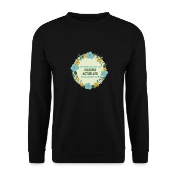 Aktuelle Werte und Handtücher - Unisex Pullover - Schwarz - Vorne - Alina (178cm) & Michal (187cm)