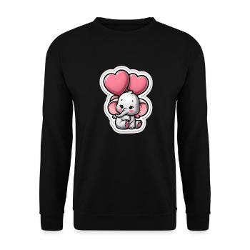 Cute baby elephant with heart balloon elephant mom - Unisex Sweatshirt - black - Front - Alina (178cm) & Michal (187cm)