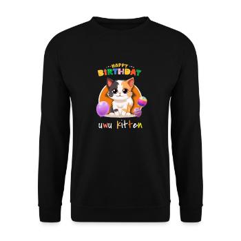 Kätzchen Geburtstag Cartoon - Unisex Pullover - Schwarz - Vorne - Alina (178cm) & Michal (187cm)