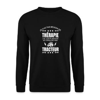 TRACTEUR THERAPIE - Sweat-shirt Unisexe - noir - Devant - Alina (178cm) & Michal (187cm)