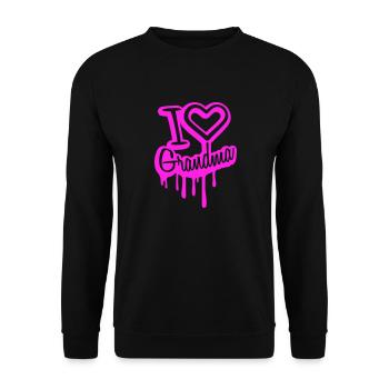 I Love Grandma Oma Liebe Graffiti Großmutter - Unisex Pullover - Schwarz - Vorne - Alina (178cm) & Michal (187cm)