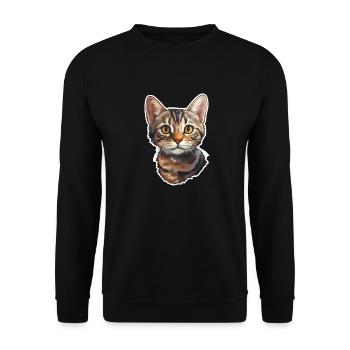 British Shorthair Cat Head - Unisex Sweatshirt - black - Front - Alina (178cm) & Michal (187cm)
