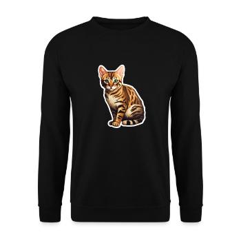 Bengalische Katze - Unisex Pullover - Schwarz - Vorne - Alina (178cm) & Michal (187cm)