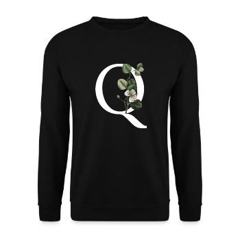 Letter Q Botanical Green - Unisex Sweatshirt - black - Front - Alina (178cm) & Michal (187cm)