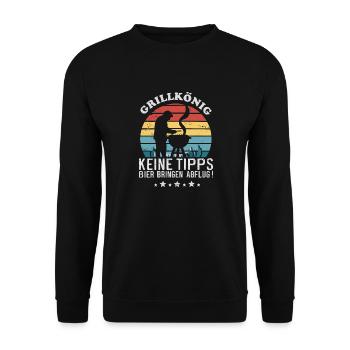 GRILLKÖNIG The Lord of Grills - Unisex Sweatshirt - black - Front - Alina (178cm) & Michal (187cm)