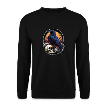 Big raven sitting on sculls in the moonlight - Unisex Sweatshirt - black - Front - Alina (178cm) & Michal (187cm)