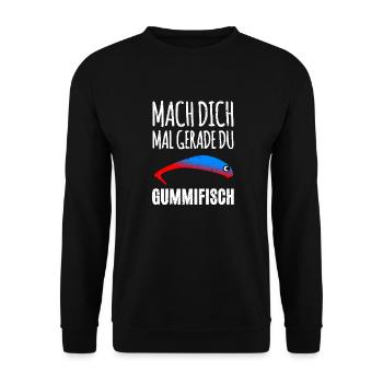 Gummifisch Angler - Unisex Pullover - Schwarz - Vorne - Alina (178cm) & Michal (187cm)