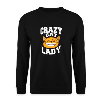 Chat fou Dame Texte Folle Femme Chats Amour - Sweat-shirt Unisexe - noir - Devant - Alina (178cm) & Michal (187cm)