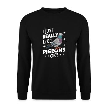 Pigeon Pigeons Animal Oiseau - Sweat-shirt Unisexe - noir - Devant - Alina (178cm) & Michal (187cm)