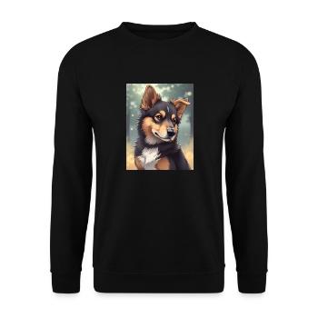 Süßer Hund im Anime-Stil - Unisex Pullover - Schwarz - Vorne - Alina (178cm) & Michal (187cm)