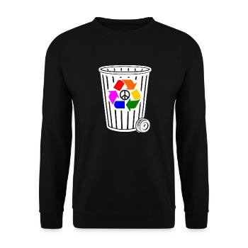 Peace Recycling Peacezeichen - Unisex Pullover - Schwarz - Vorne - Alina (178cm) & Michal (187cm)