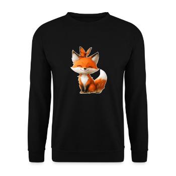 Fox with Butterfly - Unisex Sweatshirt - black - Front - Alina (178cm) & Michal (187cm)