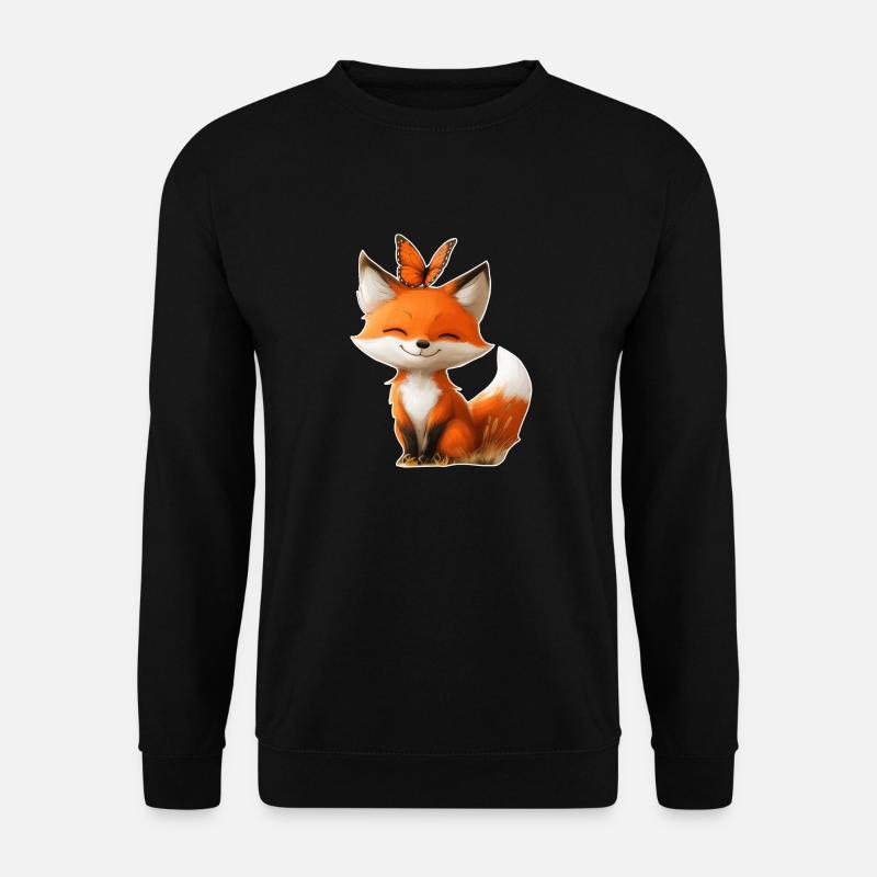 Fuchs mit Schmetterling - Unisex Pullover - Schwarz