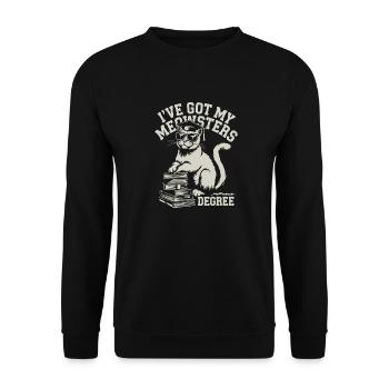 Funny cat design for students - Unisex Sweatshirt - black - Front - Alina (178cm) & Michal (187cm)