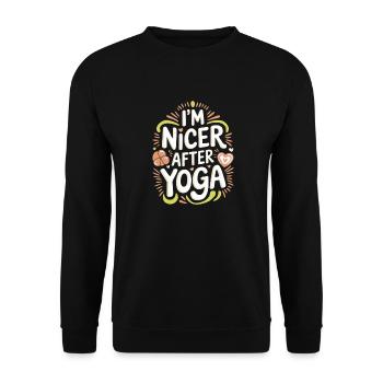I'm Nicer After Yoga 15 - Unisex Pullover - Schwarz - Vorne - Alina (178cm) & Michal (187cm)