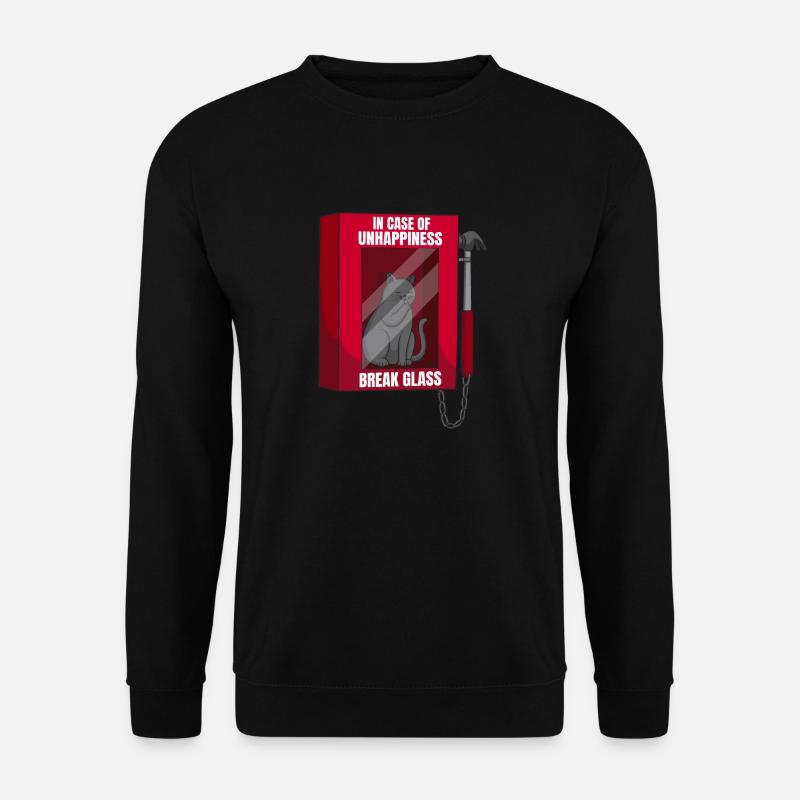 In case of unhappiness gift cat - Unisex Sweatshirt - black