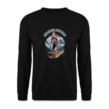 Wander Woman - Frauen Bergsteigen Wandern - Unisex Pullover - Schwarz - Vorne - Alina (178cm) & Michal (187cm)