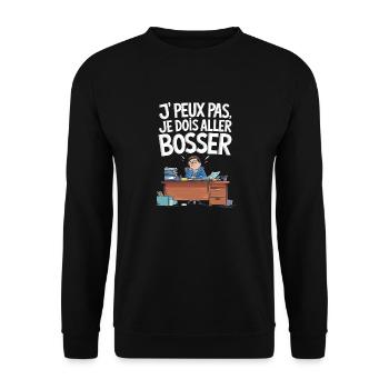 Je peux pas je dois aller bosser - Sweat-shirt Unisexe - noir - Devant - Alina (178cm) & Michal (187cm)