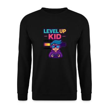 Level Up Kid – For little gamers with big goals! - Unisex Sweatshirt - black - Front - Alina (178cm) & Michal (187cm)