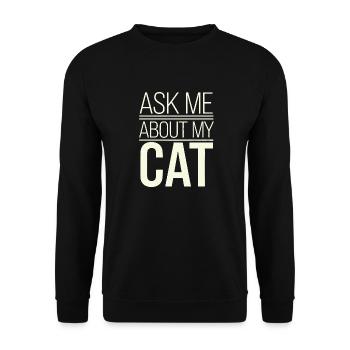 Posez-moi des questions sur mon t-shirt Cat Cat Humor - Sweat-shirt Unisexe - noir - Devant - Alina (178cm) & Michal (187cm)