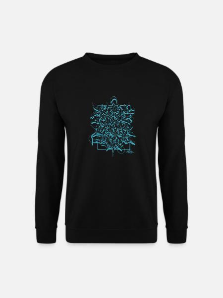 Calligraffiti Lightblue Lines – Urban Shirt Design - Unisex Pullover - Schwarz