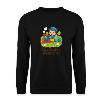 Eisenbahn Abenteuer Kindermotiv - Unisex Pullover - Schwarz - Vorne - Alina (178cm) & Michal (187cm)