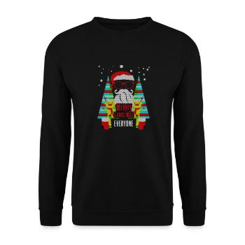Ugly Merry Christmas Sweater Xmas Santa Gift - Unisex Sweatshirt - black - Front - Alina (178cm) & Michal (187cm)