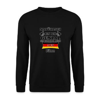 Geschenk Genial komme aus Dülmen - Unisex Pullover - Schwarz - Vorne - Alina (178cm) & Michal (187cm)