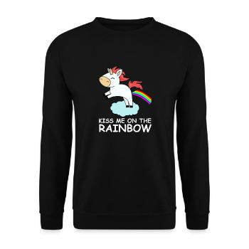 me baiser sur l'arc en ciel licorne arc-en-mignon - Sweat-shirt Unisexe - noir - Devant - Alina (178cm) & Michal (187cm)