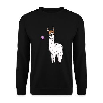 Lamadame Blume - Unisex Pullover - Schwarz - Vorne - Alina (178cm) & Michal (187cm)
