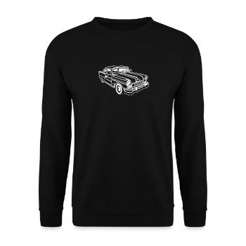 Chevy Cadilac / Muscle Car 02_weiß - Unisex Pullover - Schwarz - Vorne - Alina (178cm) & Michal (187cm)