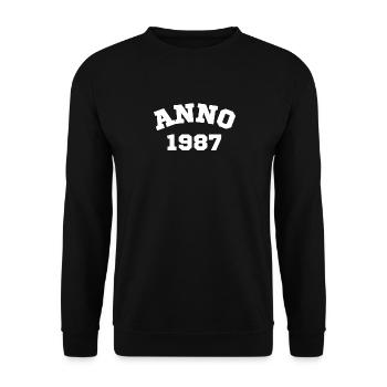 Anno 1987 Geburtstag Geburtsjahr - Unisex Pullover - Schwarz - Vorne - Alina (178cm) & Michal (187cm)