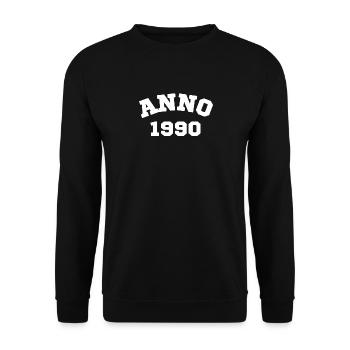 Anno 1990 Geburtstag Geburtsjahr - Unisex Pullover - Schwarz - Vorne - Alina (178cm) & Michal (187cm)