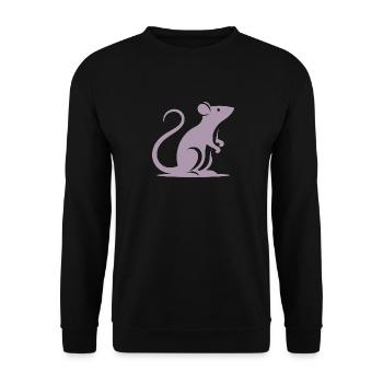 Minimalistische Ratte Maus Silhouette - Unisex Pullover - Schwarz - Vorne - Alina (178cm) & Michal (187cm)