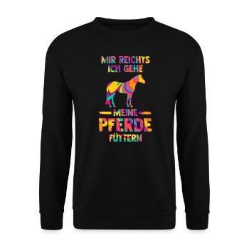 Reiten Pferd Pferde Geschenk - Unisex Pullover - Schwarz - Vorne - Alina (178cm) & Michal (187cm)