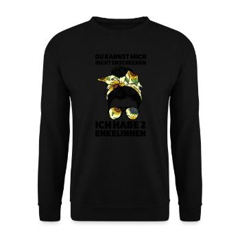 Oma & 2 Enkelinnen Familie Omas Geschenk - Unisex Pullover - Schwarz - Vorne - Alina (178cm) & Michal (187cm)