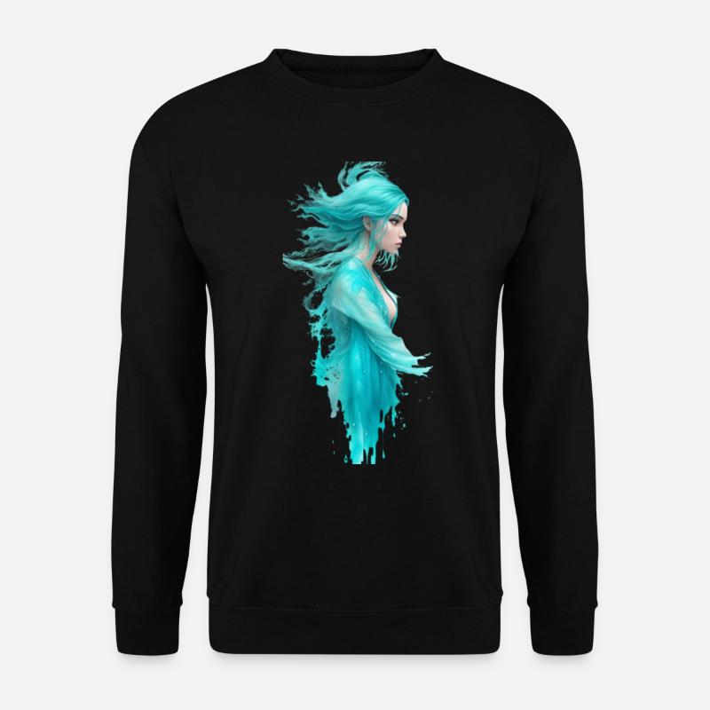 ätherische Halbkörperporträt einer Frau Wasser F - Unisex Pullover - Schwarz