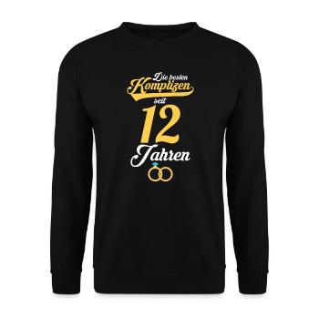 12 Jahre Ehe Ehepaar Nickel-Hochzeit Geschenk - Unisex Pullover - Schwarz - Vorne - Alina (178cm) & Michal (187cm)