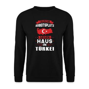 Türkei Flagge Türkisch Geschenk - Unisex Pullover - Schwarz - Vorne - Alina (178cm) & Michal (187cm)