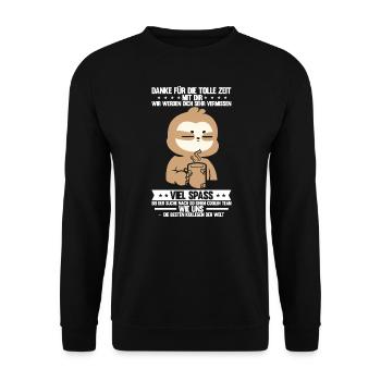 Abschied Kollegin Abschiedsparty Geschenk - Unisex Pullover - Schwarz - Vorne - Alina (178cm) & Michal (187cm)