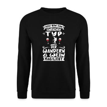 Wandern Wein Bergsteigen Geschenk - Unisex Pullover - Schwarz - Vorne - Alina (178cm) & Michal (187cm)