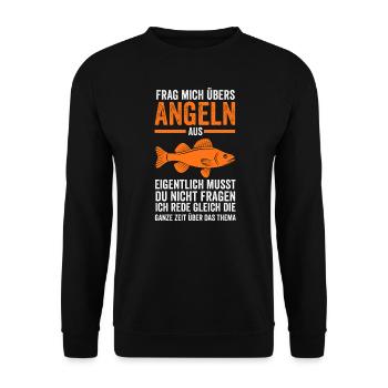Angeln Fische Fischer Geschenk - Unisex Pullover - Schwarz - Vorne - Alina (178cm) & Michal (187cm)