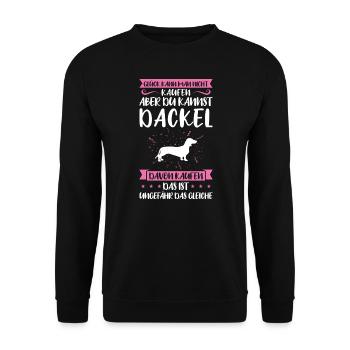 Dackel Hund Dackel Besitzer Geschenk - Unisex Pullover - Schwarz - Vorne - Alina (178cm) & Michal (187cm)