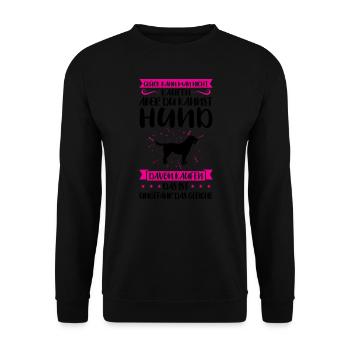Hund Haustier Hundehalter Geschenk - Unisex Pullover - Schwarz - Vorne - Alina (178cm) & Michal (187cm)