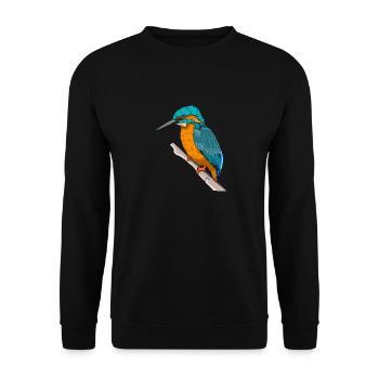 Kingfisher on a branch colorful gift bird - Unisex Sweatshirt - black - Front - Alina (178cm) & Michal (187cm)