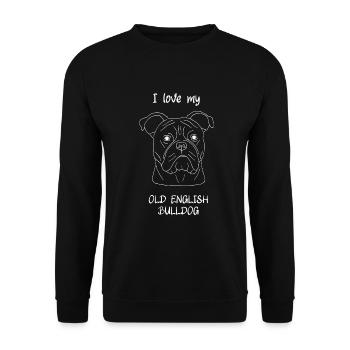 I love my Old English Bulldog - Unisex Pullover - Schwarz - Vorne - Alina (178cm) & Michal (187cm)